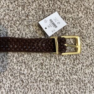 J Crew Womans Braided Brown Belt with Gold Buckle size L